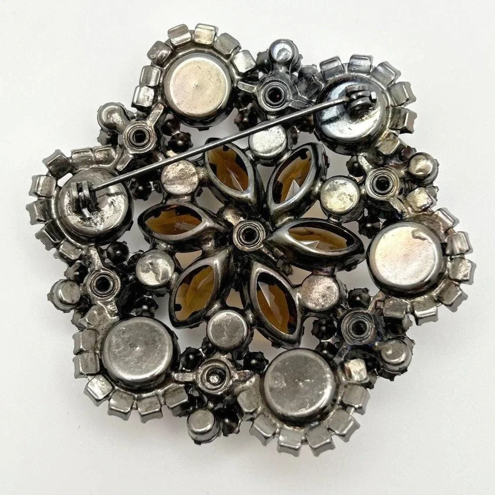 Verified Juliana‎ D&E Brooch Book Piece Ann Pitman Amber Topaz Japanned 1960s